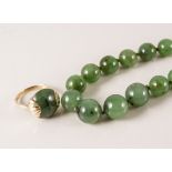 Graduated jadeite bead necklace, 7.