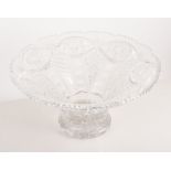Waterford-style large cut glass flared centre bowl, 16.5cm high, 33cm diameter.