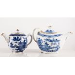 Early 19th century blue and white bullet-shaped teapot, possibly Caughley,