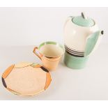 Four various bowls, with Susie Cooper coffee pot (a.f), two trio sets by Tudor.