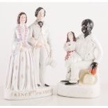 Staffordshire group, Uncle Tom and Eva, 23cm and Staffordshire group Prince and Princess,
