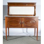 An Edwardian mahogany washstand, boxwood and ebony stringing throughout,