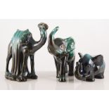 Canadian Blue Mountain pottery, camels and elephants,