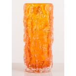 A Whitefriars moulded glass vase, tangerine coloured, 20cm.