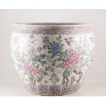 Chinese porcelain polychrome jardiniere, fishbowl interior, height 30cm.