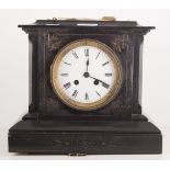A 19th century slate mantel clock, French eight-day movement, 25cm.