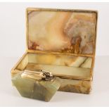 Green onyx box and lighter.