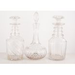 Pair of Victorian cut glass mallet shaped decanters 27cm,