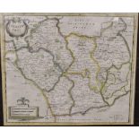 After Robert Morden, 'Leicestershire', a handcoloured map from Camden's Britannia,