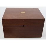 A rosewood tea caddy 26cm x 19cm x 15cm with three lidded tea compartments and baize lined