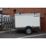 Brenderup enclosed box van trailer, single axle, total length approx 320cm, total height 165cm,