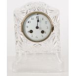 Cut crystal mantel clock, French cylinder movement with a circular bevel dial signed Jacky Frair,