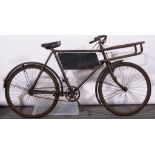 Vintage Butchers bicycle, with metal basket, (no stand), plain metal name plate.