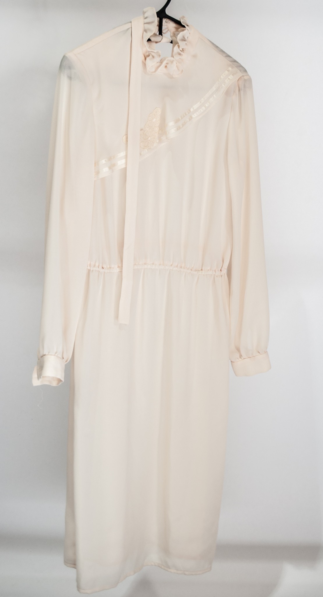 Girls velvet dress, cape and hat, 1950s blouse and a cream crepe dress. - Image 2 of 2