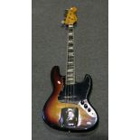 Fender Jazz Bass Guitar, 117cms, replaced pickup, serial number 425539 probably 1974, cased.