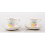 Phoenix china tea service pastel spring flowers, angular handles, T.F&S Ltd.