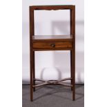 Georgian mahogany washstand, frieze drawer, the legs joined by a shelf, 38cm.