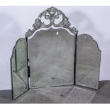 Venetian style triptych mirror, bevelled and cut glass,