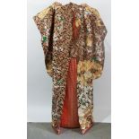 1950s ladies Uchikake Japanese marriage robe, woven gold silk and silver and acrylic thread,