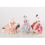 Collection of Royal Doulton figures, Reverie HN2306, Southern Belle HN2229, Spring Morning HN1922,