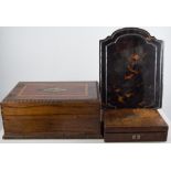 A Victorian walnut writing box, rectangular form with brass mounts, fitted interior,