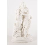 Victorian Parian figure, 'Harvest', overall plinth height 34cm, damaged.