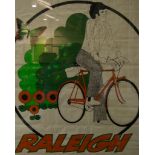 Vintage Raleigh Poster, 80cm x 75cm, Gentleman in herringbone trousers on red cycle,