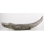 Two lead garden models, Alligators, 63cm, (a.f).