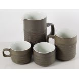 Denby Chevron part tea set, to include mustard pots, butter dish, large mugs,