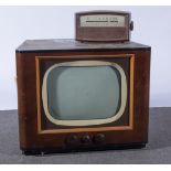 Ferranti 14T3 television receiver, walnut cased, 52cm with a band III channel selector.