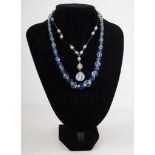 Vintage costume jewellery - a quantity of crystal necklaces in various colours.