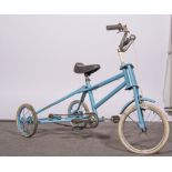 Vintage metal tricycle, blue painted, vintage child's rodeo bicycle, another child's bicycle,