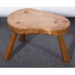 Arts and Crafts birch and ash stool, by Jack Grimble, Cromer, 1964, 38cm.