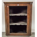 Oak corner cabinet, with two open shelves, height 95cm.