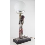 Art Deco style lamp base, with spherical shade.