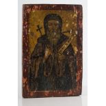 Painted icon, probably Russian, on oak panel, 23 x 15cm.