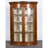 George III mahogany hanging corner cabinet, with adaptions, moulded cornice, plain frieze,