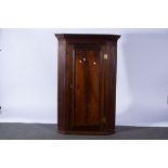 Victorian mahogany hanging corner cupboard, dentil cornice, fluted panels, D58cm x H126cm.