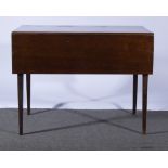 Mahogany Pembroke table, single frieze drawer, square tapering legs, W89 x H67cm.