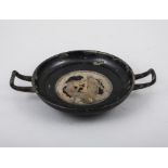 A Greek red-figure Kylix, probably Attic, central design with two figures, twin handles,