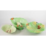 Carlton Ware ceramics, leaf moulded dish, 20cm cheese plate, salad bowl wih spoons,