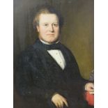 English School, Portrait of a Gentleman, three-quarter length, 19th century, oil on re-lined canvas,