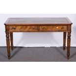 Victorian walnut desk, green leather inset top, two frieze drawers., W121 x D56 xH70.