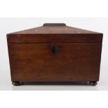 Tea caddy, walnut writing box and a warming pan, (3).