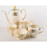 R. Caulden coffee set, three Grafton cups and saucers; part Royal Winton coffee set.