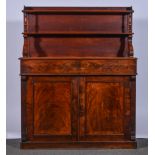 A Victorian mahogany chiffonier, two shelf back, rectangular top with a moulded edge,