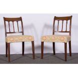 Set of six George IV mahogany dining chairs, bar backs, reeded supports and slats,