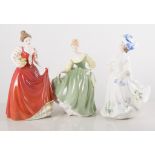 Four Royal Doulton figurines - "Fragrance" HN2334, "Fair Lady" HN2193, "Adele" HN2480,