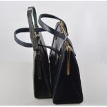 Two crocodile style handbags, one green and one navy with matching purse, (3).