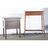 An oak side table and sewing cabinet (2).